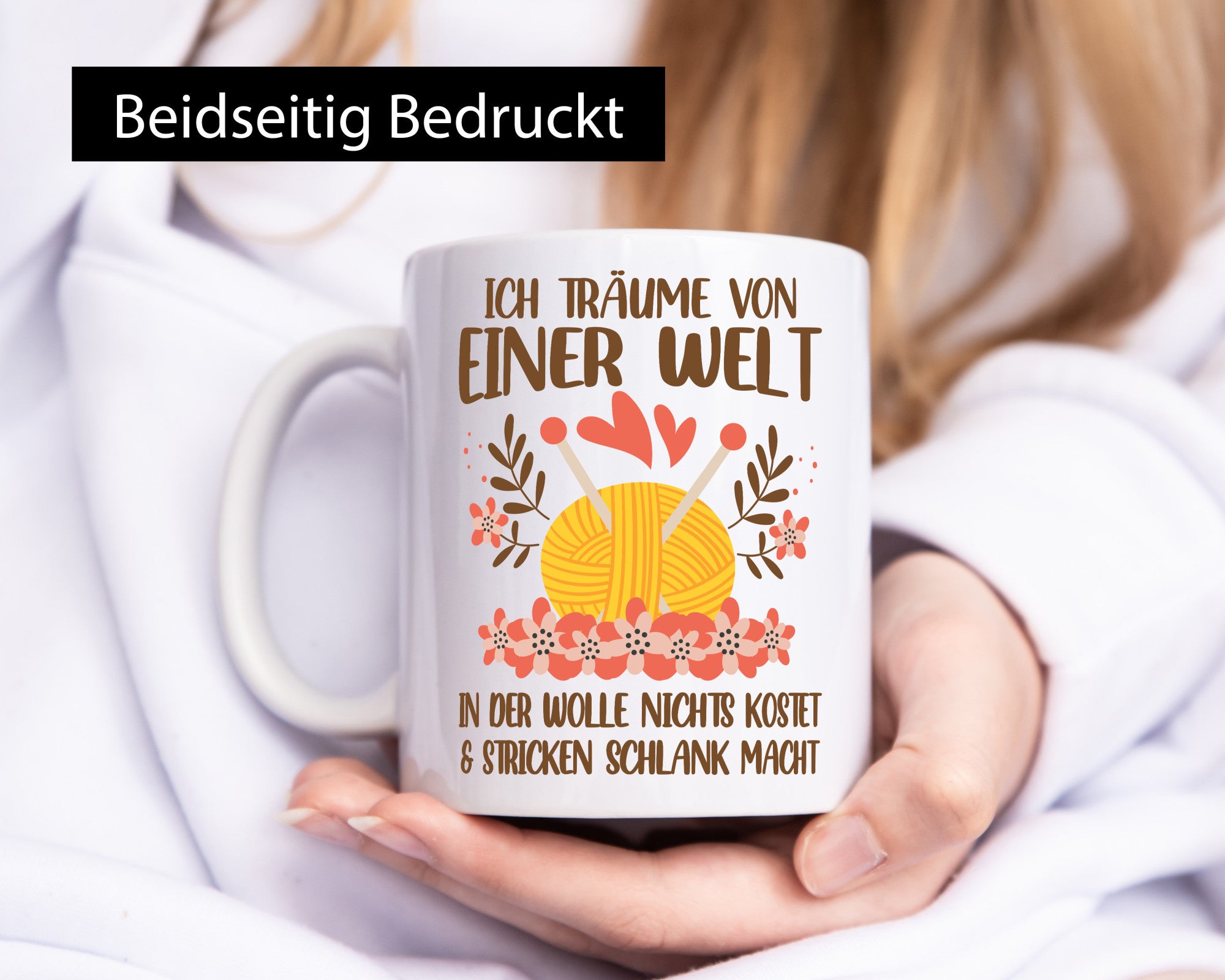 Ich träume on einer Welt | Wollverrückt Stricken Humor Geschenkidee Tasse