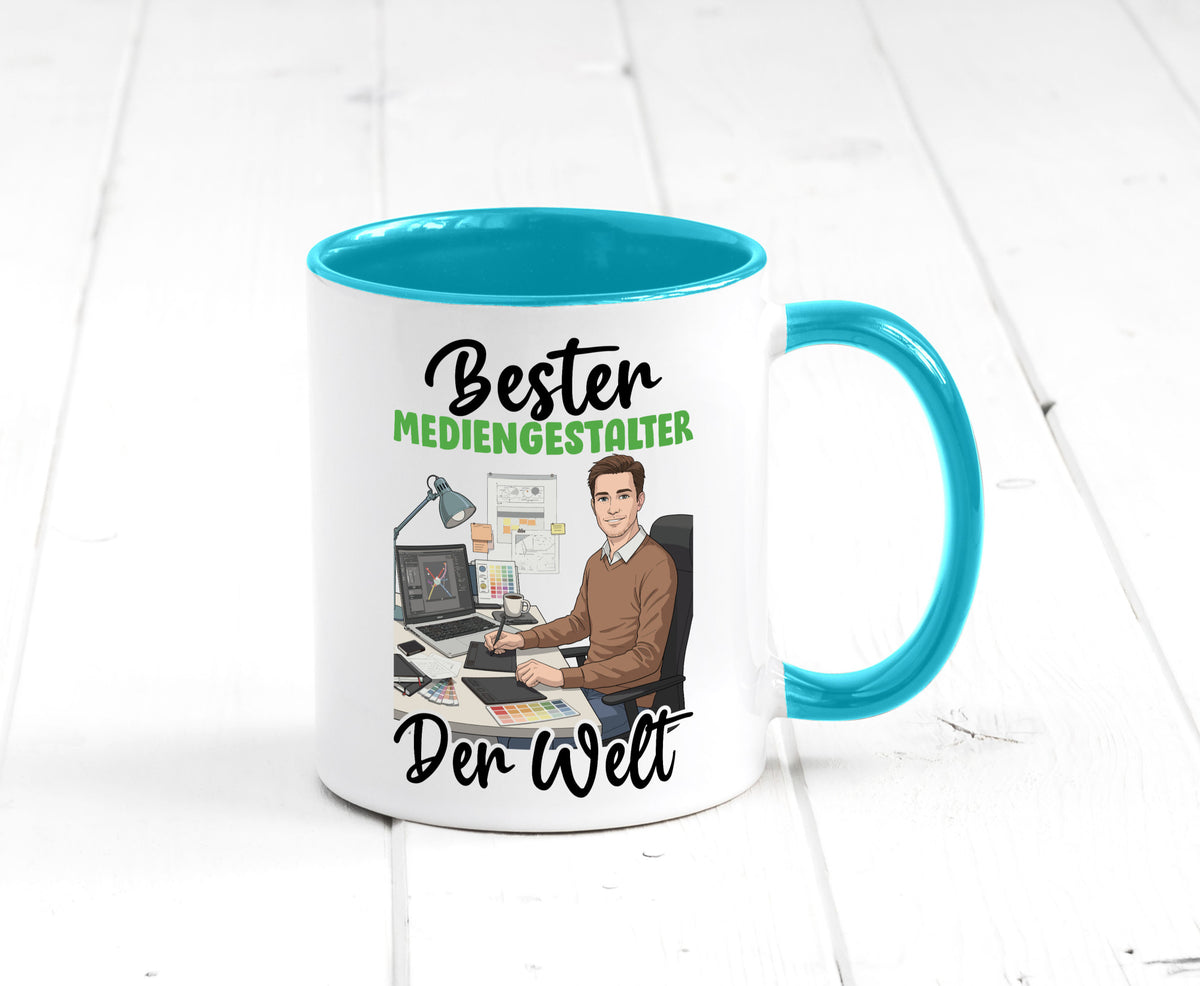 Bester Mediengestalter | Medien v2 Geschenk Humor Geschenkidee lustiger Spruch Tasse