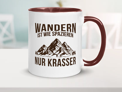 Wandern wie spazieren, nur krasser | Gebirge Bäume Geschenk Humor Geschenkidee