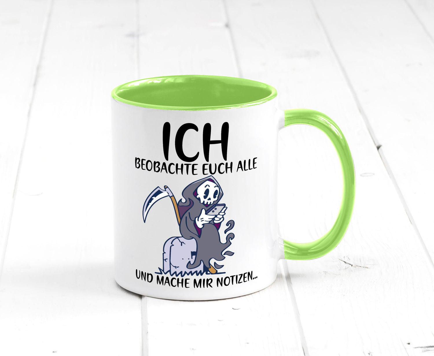Ich beobachte euch | Sensenmann Sense Skelett Humor Geschenkidee Tasse