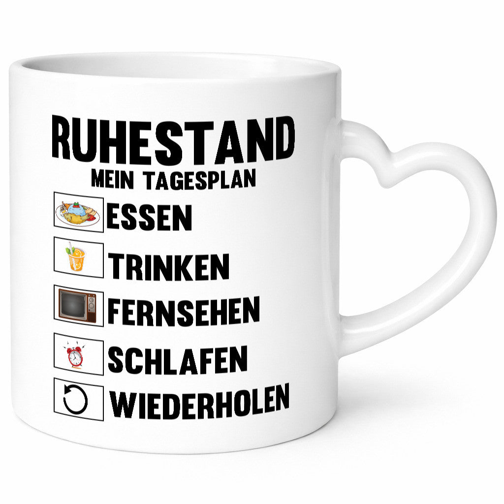 Ruhestand mein Tagesplan | Rentner Geschenkidee Jubiläum Humor Tasse