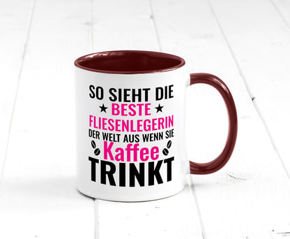 Kaffee trinkt: Fliesenlegerin | Fliesenlegen Bau Humor Geschenkidee Tasse