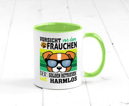 Vorsicht vor dem Frauchen Golden Retriever ist Harmlos lustiger Spruch Geschenk