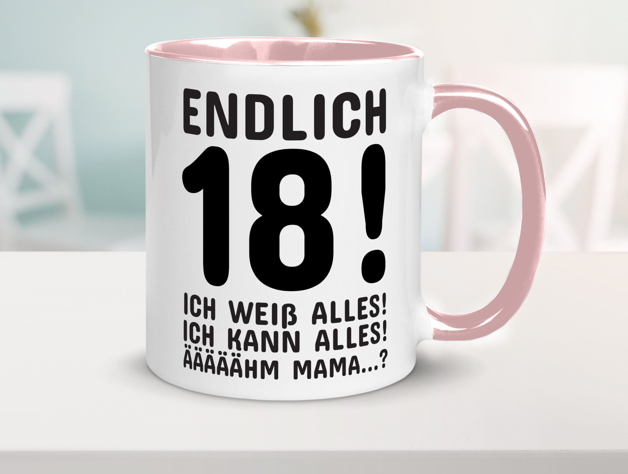 Endlich 18 | Geburtstag Tasse volljährig Erwachsen lustig Geschenkidee Geschenk