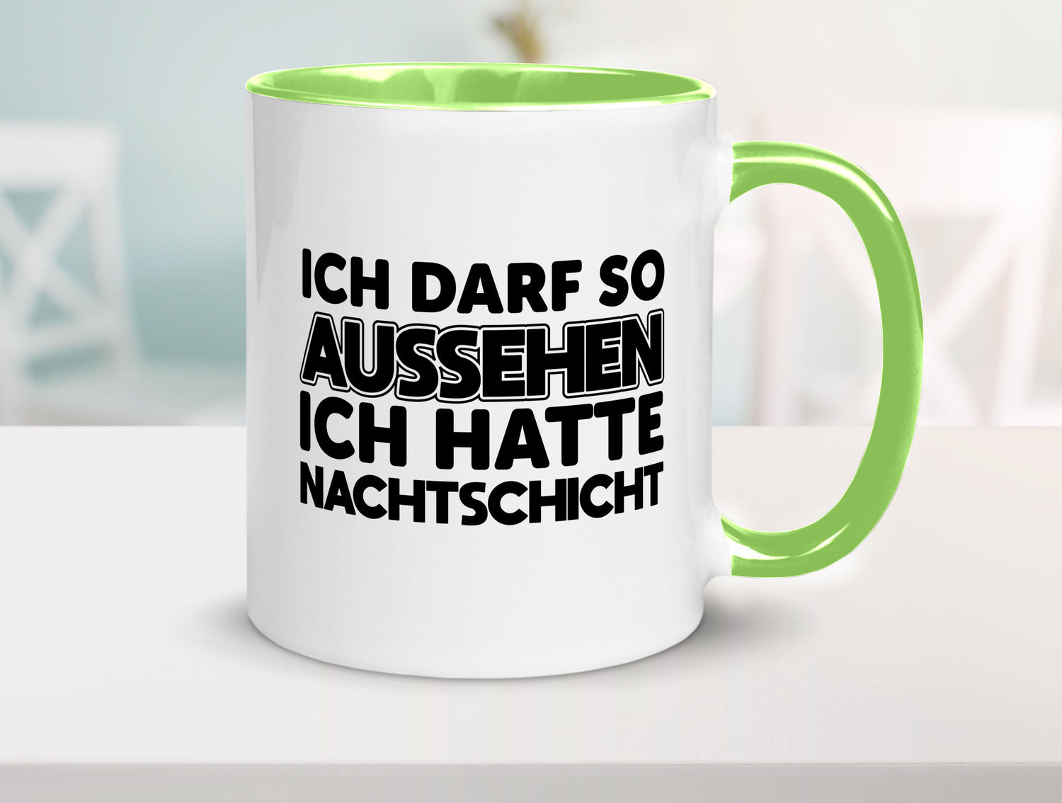 Ich darf so aussehen | Nachtschicht Arbeit lustig Kollegen Büro Geschenk Tasse