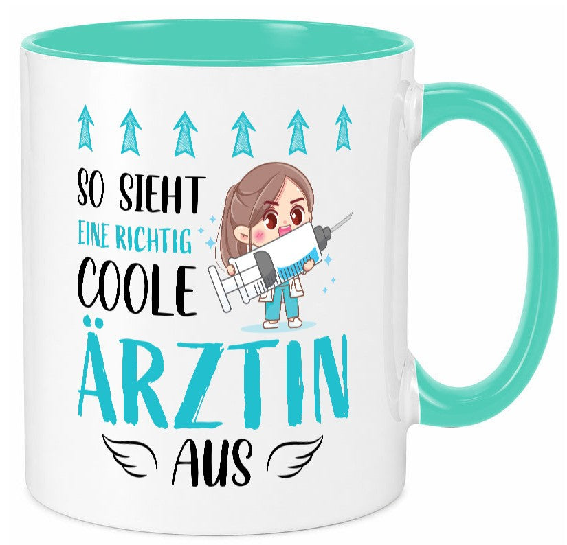 So sieht eine richtig Coole Ã„rztin aus | Krankenhaus Geschenk Humor Tasse