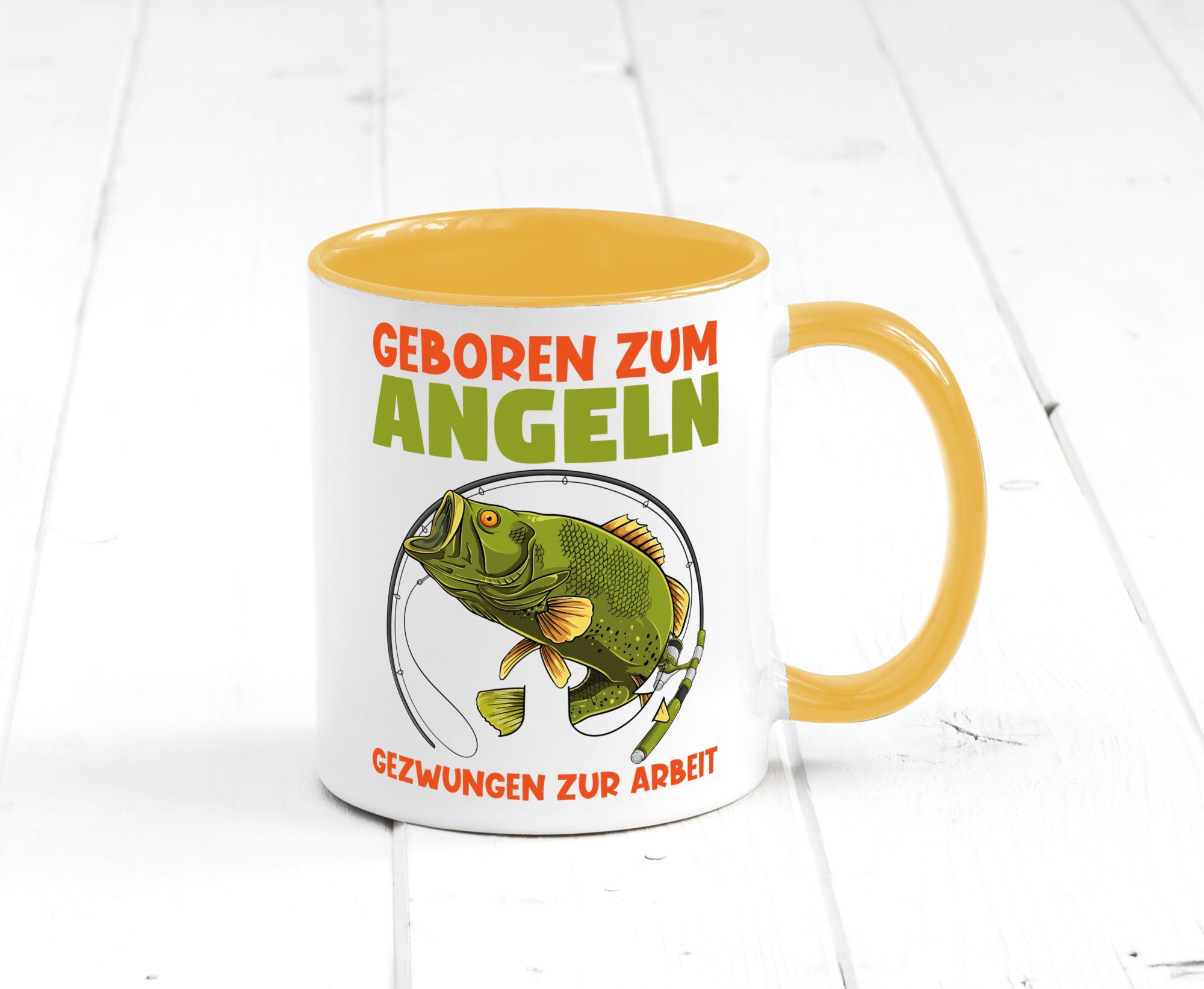Geboren zum Angeln | Angler Tasse Fischer Spruch Humor Geschenkidee