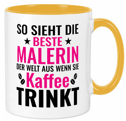 Kaffee trinkt: Malerin | Malerinnen lustiger Spruch Geschenk Humor Geschenkidee Tasse