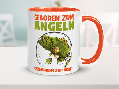 Geboren zum Angeln | Angler Tasse Fischer Spruch Humor Geschenkidee