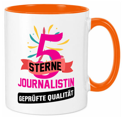 5 Sterne Journalist geprüfte Qualität Humor Geschenkidee Tasse