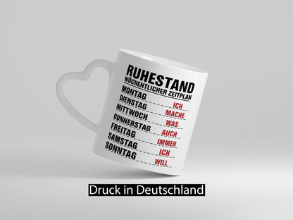 Ruhestand Zeitplan | Wochentage Rentner Pension Spruch Humor Jubiläum
