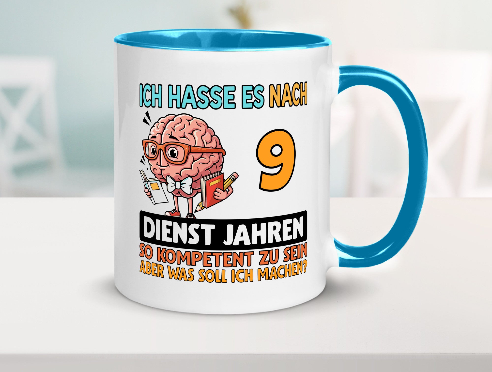 9 Dienstjahre | Arbeit Kompetent Humor Kollegen Büro Geschenkidee Tasse