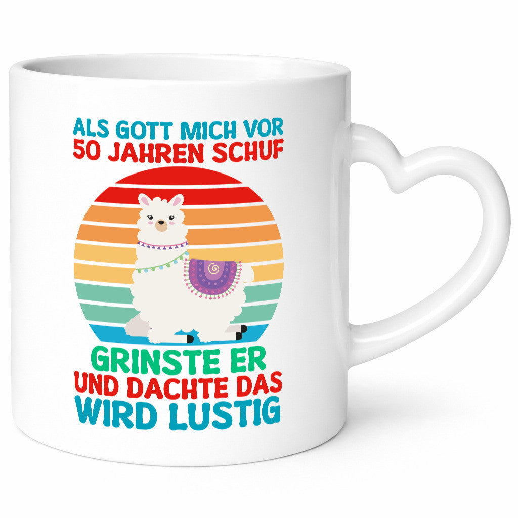 50. Geburtstag | 50 Jahre Gut Schuf mich Lama v2 Humor Geschenkidee Tasse