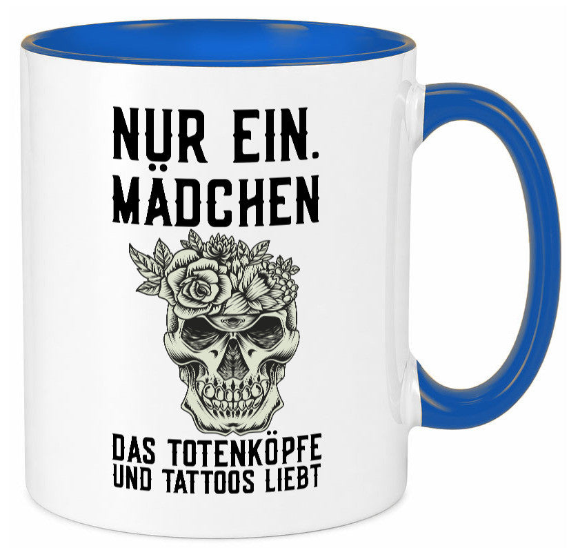 Mädchen |Tattoos und Totenköpfe | Tätowieren Rockabilly Humor Geschenkidee Tasse