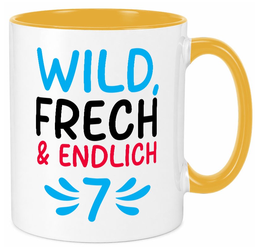 7. Geburtstag | 7 Jahre Wild &amp; Frech lustiger Spruch Geschenk Geschenkidee Tasse