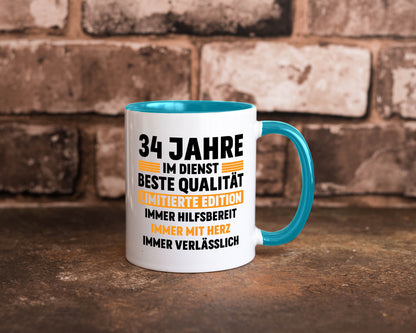 34 Jahre im Dienst | Jubiläum Arbeit v2 Humor Kollegen Büro Geschenkidee Tasse