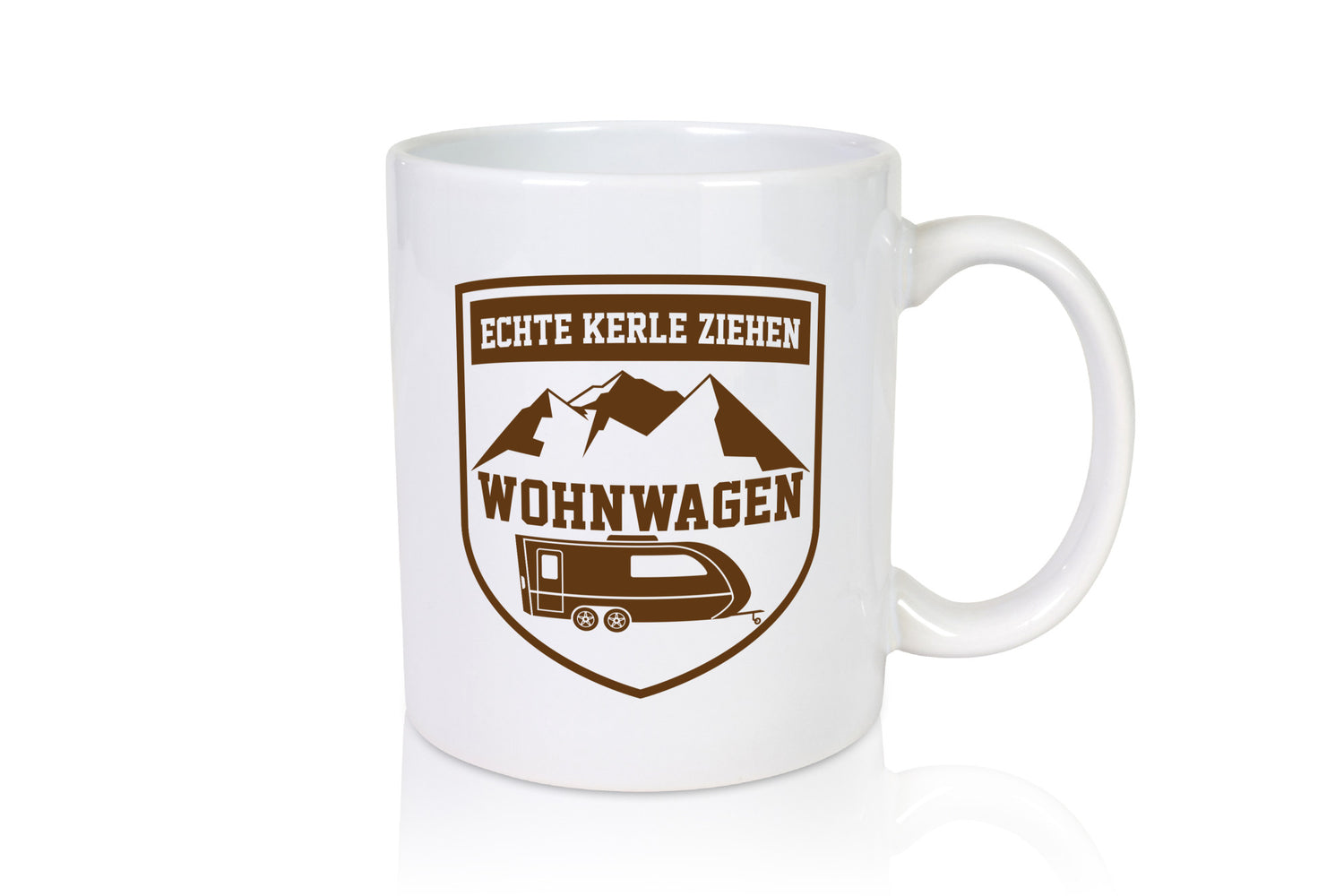 Echte Kerle | Wappen Wohnwagen Humor Geschenkidee Tasse