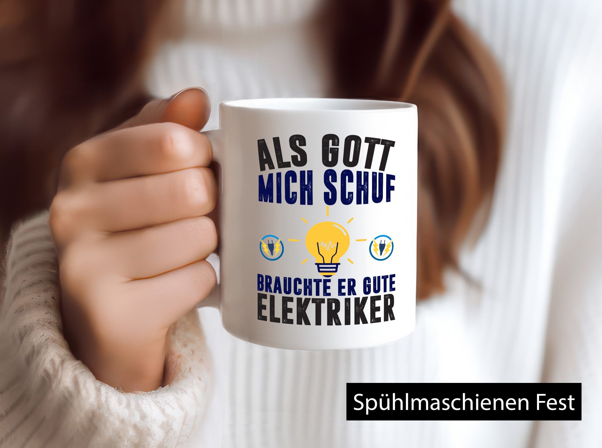 Als mich Gott schuf | Elektriker Arbeit Humor Kollegen Büro Geschenkidee Tasse