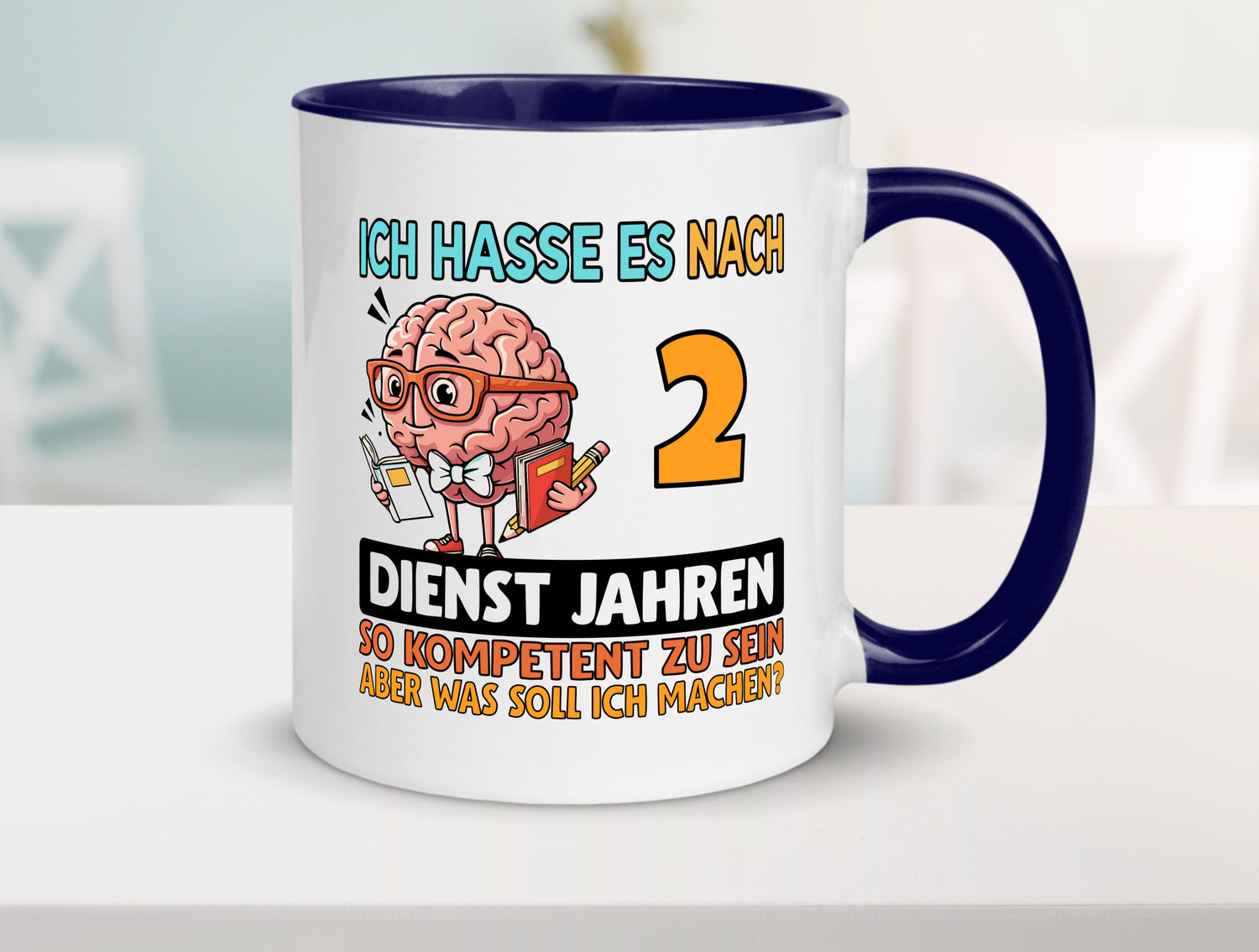 2 Dienstjahre | Arbeit Kompetent lustig Kollegen Büro Geschenk Tasse