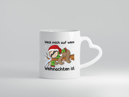 Weck mich auf wen Weihnachten ist | Faultier lustiger Spruch Geschenk