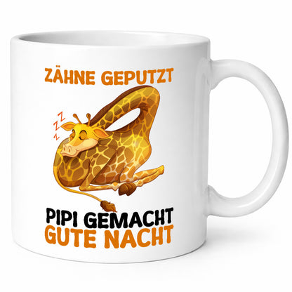 Zähne geputzt pipi gemacht Gute nacht | Giraffe Geschenkidee Humor Tasse