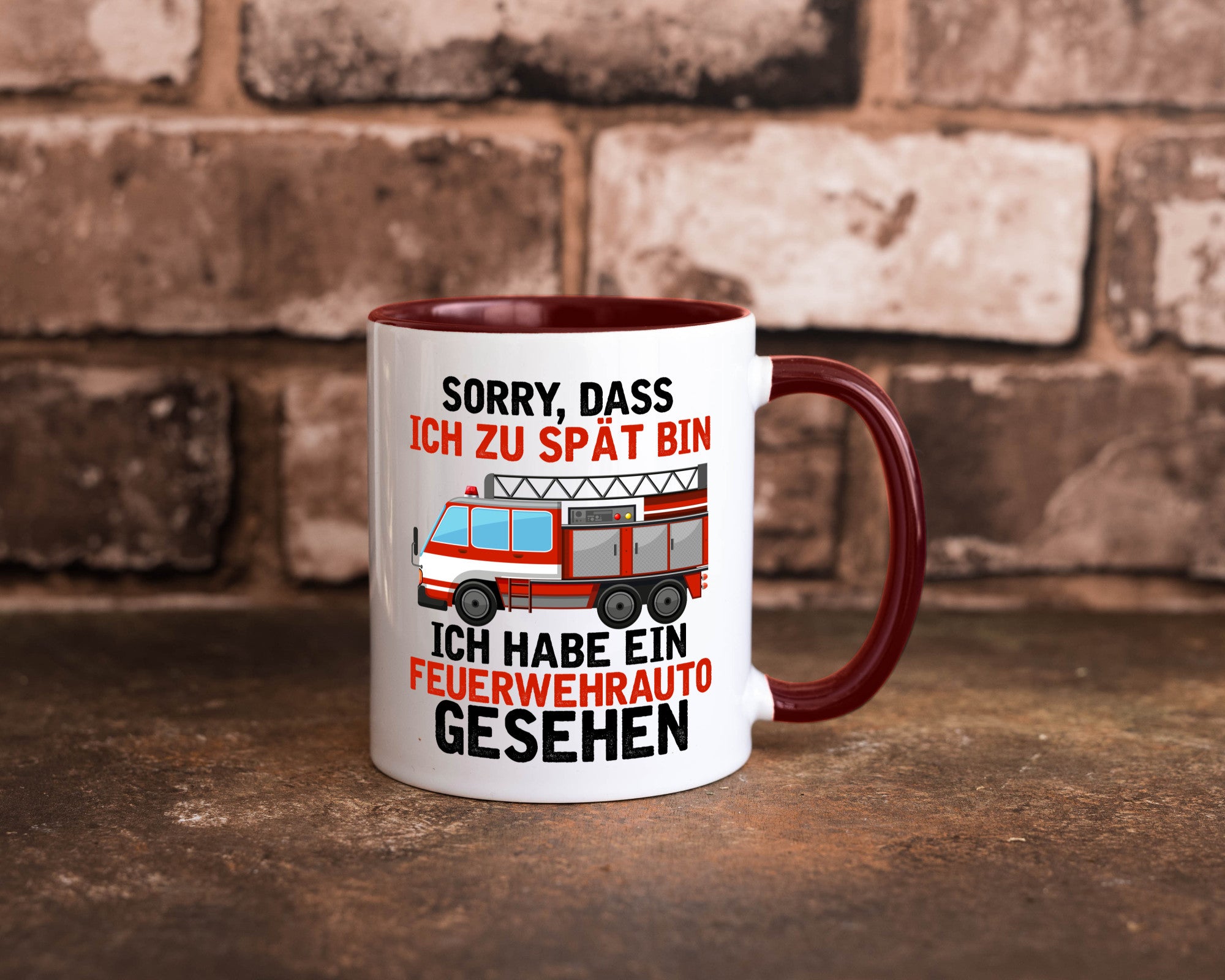 Ich hab ein feuerwehrauto gesehen | lustig Humor Geschenkidee Geschenk Tasse
