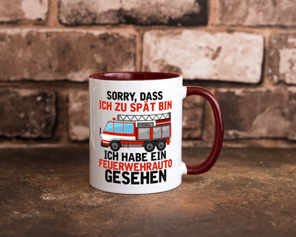 Ich hab ein feuerwehrauto gesehen | lustig Humor Geschenkidee Geschenk Tasse