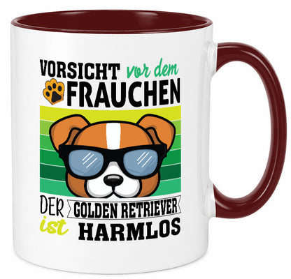 Vorsicht vor dem Frauchen Golden Retriever ist Harmlos lustiger Spruch Geschenk