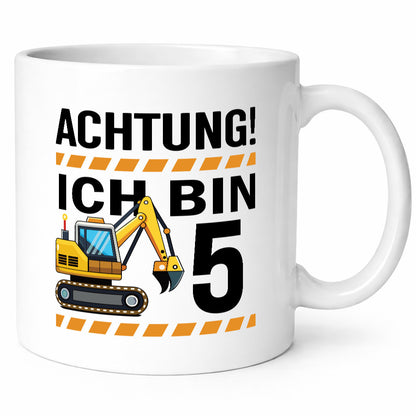 5 Geburtstag Ich bin | Bagger Junge Humor Geschenkidee Tasse