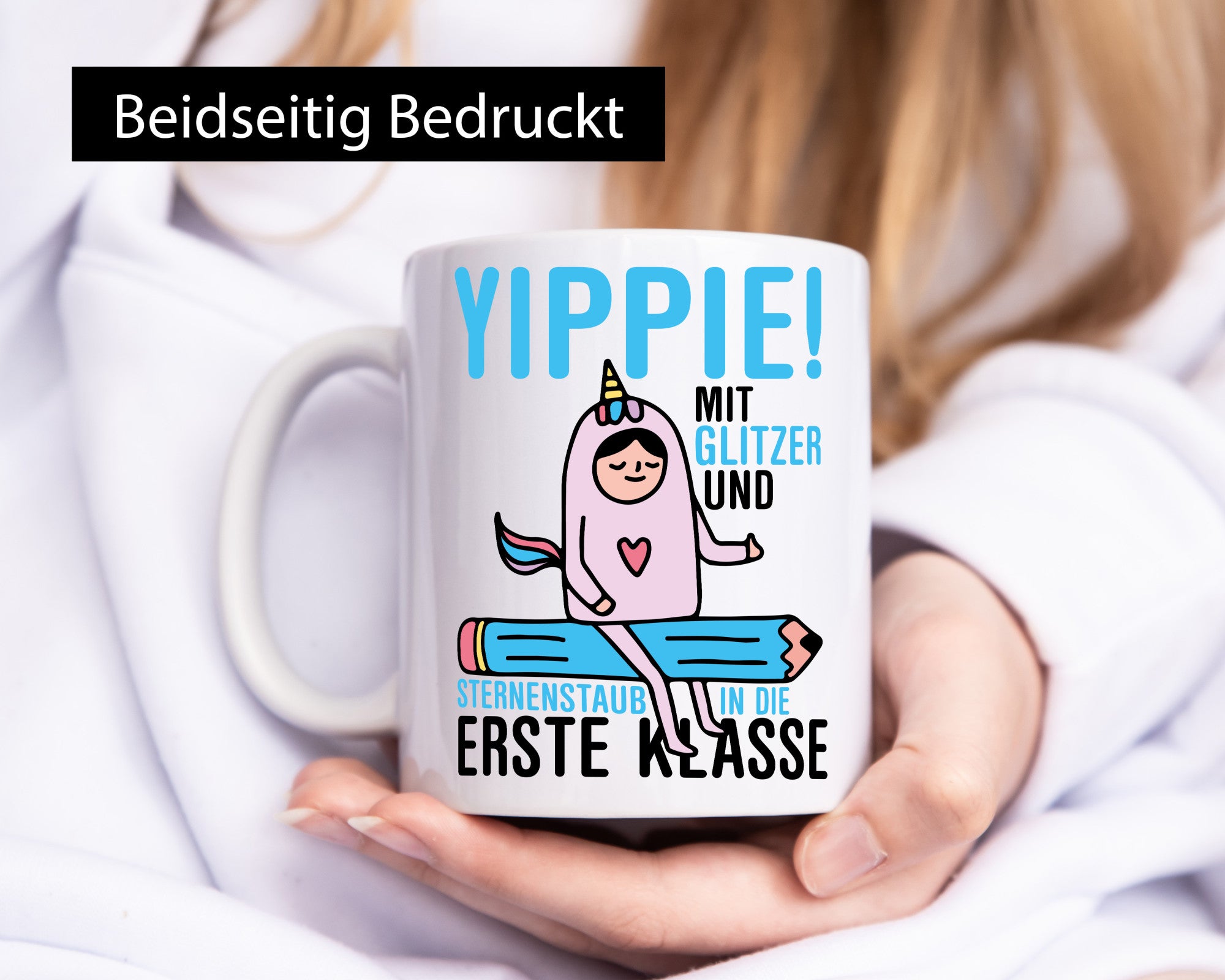 Mit Glitzer und Sternenstaub | Einschulung Einhorn lustiger Spruch Geschenk