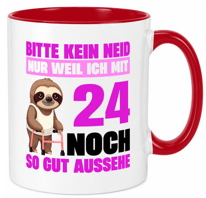 24. Geburtstag | Bitte kein neid Faultier 24 Jahre Geschenk Geschenkidee Tasse