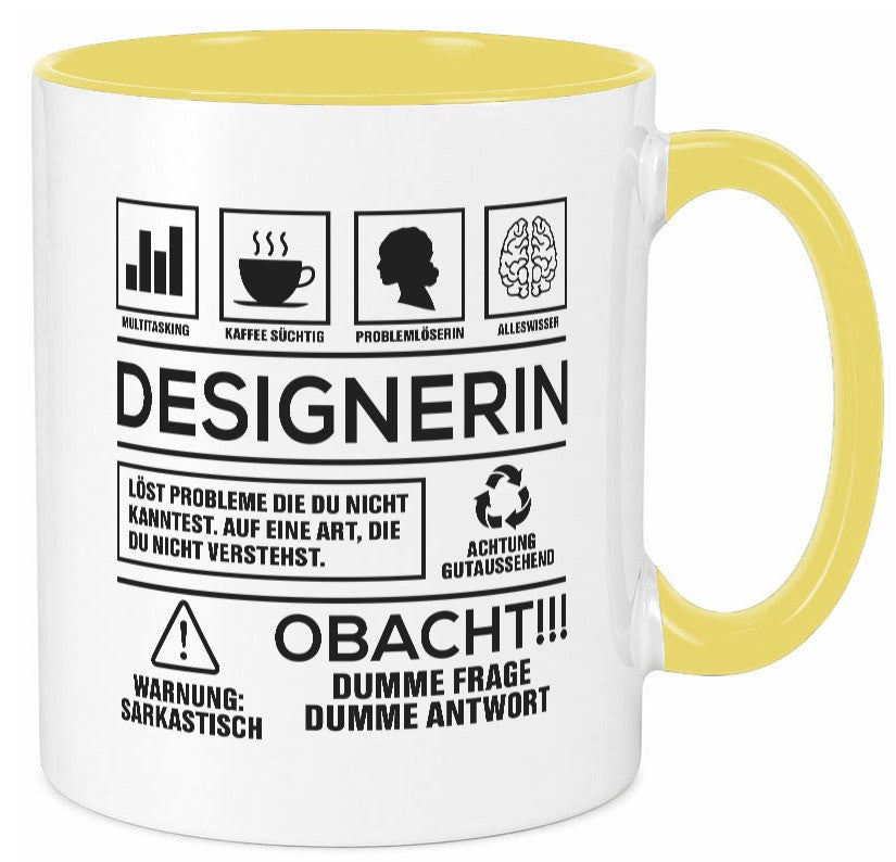 Achtung Probleme Designerin | Mode lustig Humor Geschenkidee Geschenk Tasse