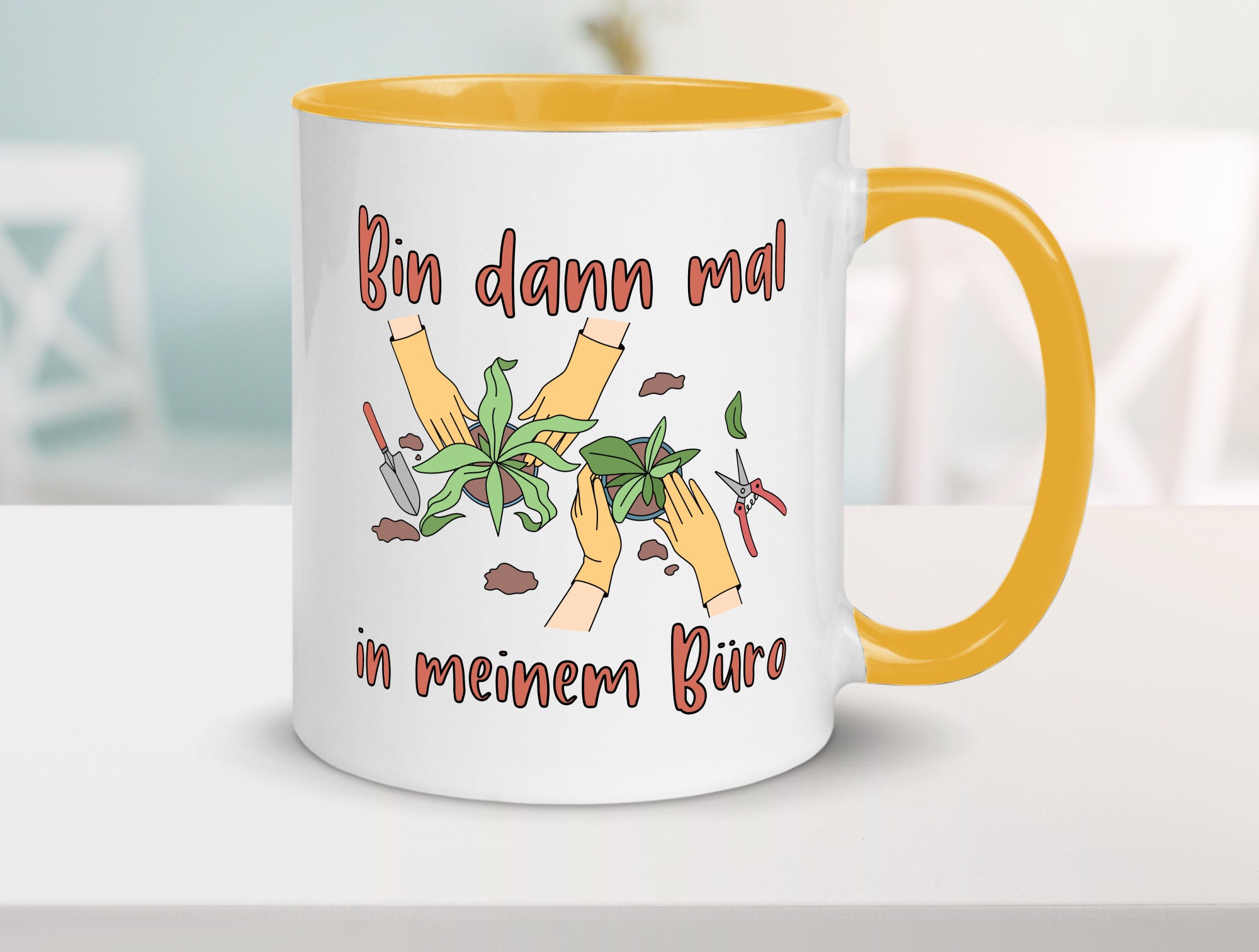 Bin im Büro | Gartenarbeit Pflanzen Humor Witz Geschenkidee Arbeit Kollegen