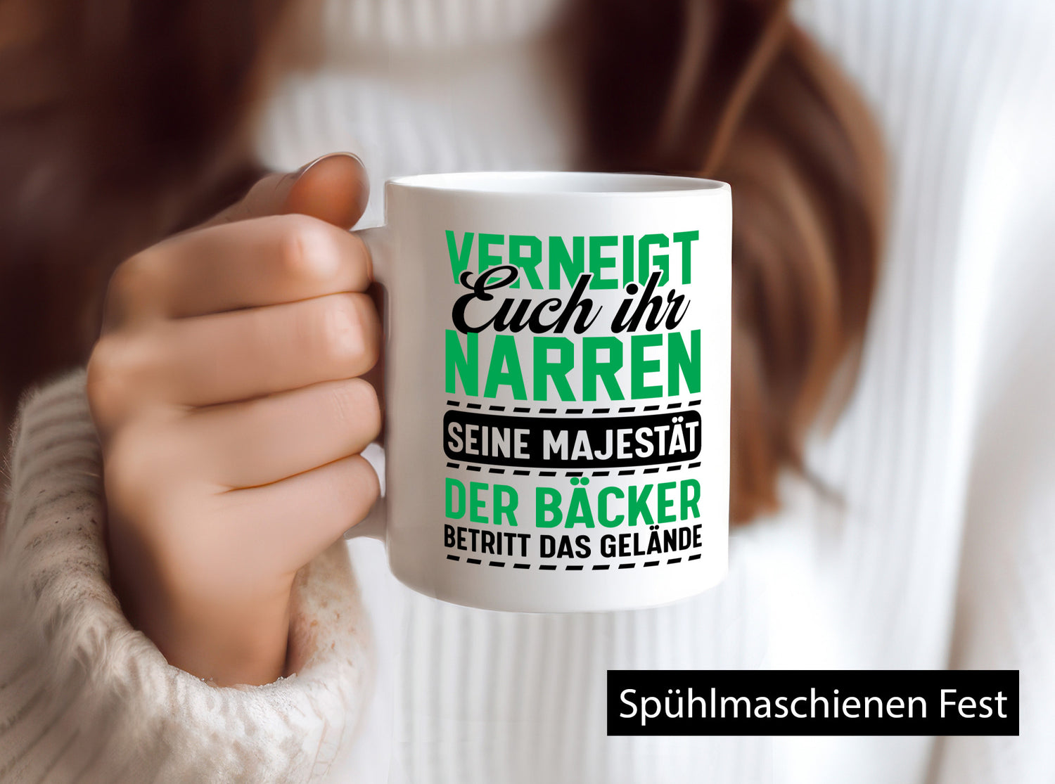 Der Bäcker betritt den Raum | Verneigt euch meister Humor Geschenkidee Tasse