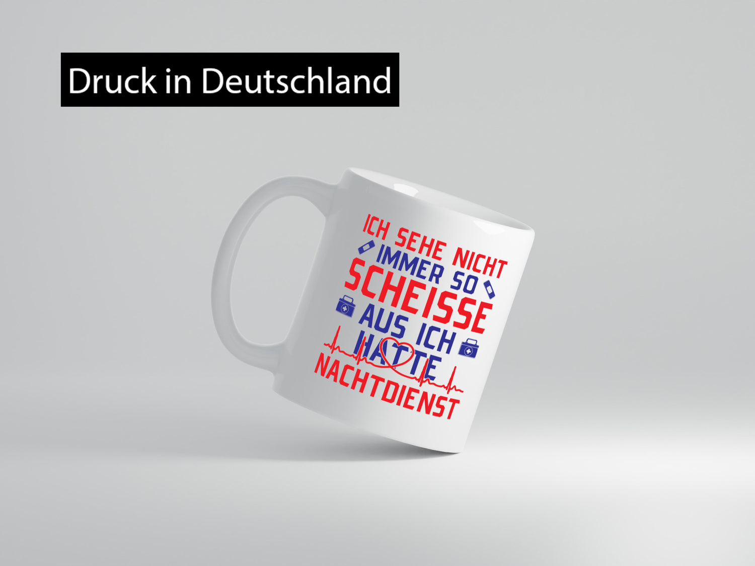 Scheisse, Nachtdienst | Arztkoffer Herzschlag Herz Geschenkidee Humor Tasse