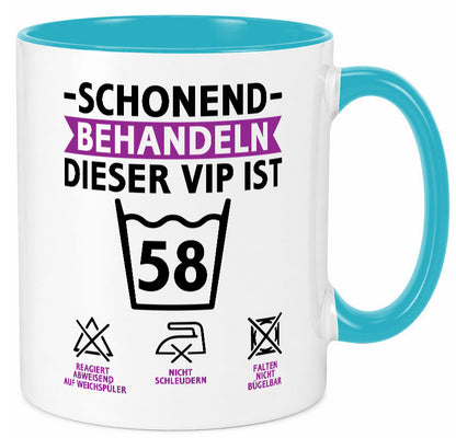 58 Geburtstag | schonend behandeln Jahre v2 lustiger Spruch Geschenk Tasse
