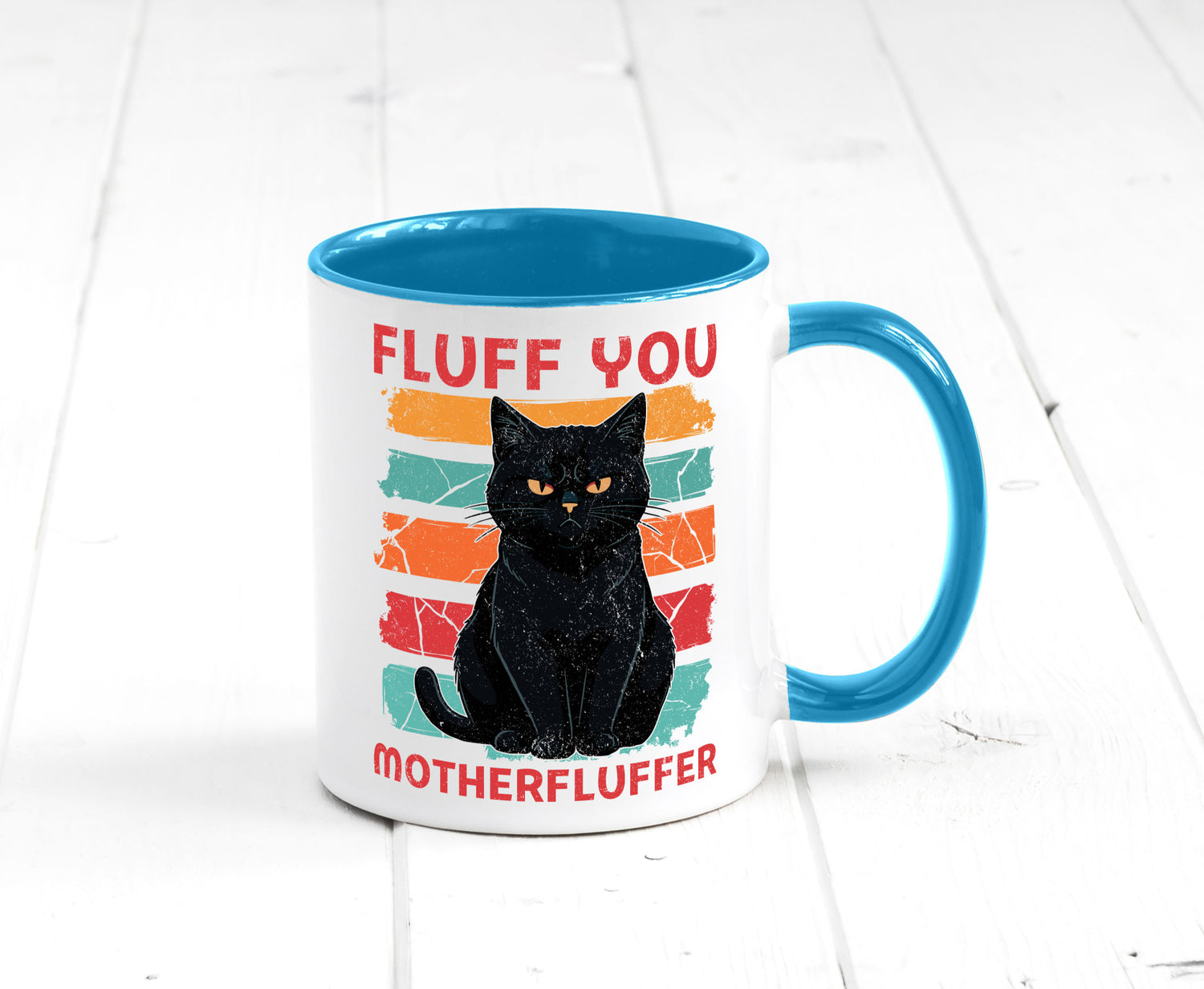 Fluff you Motherfluffer | Schwarze Katze Böse Humor Tierliebhaber Geschenkidee