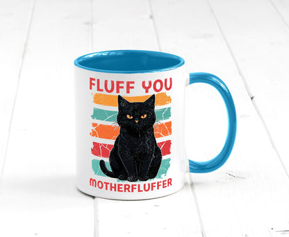 Fluff you Motherfluffer | Schwarze Katze Böse Humor Tierliebhaber Geschenkidee