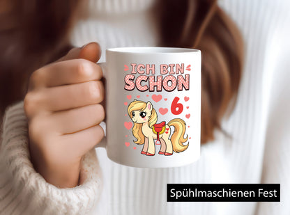6. Geburtstag | 6 Jahre Mädchen Reiten Pony Geschenkidee Humor Tasse
