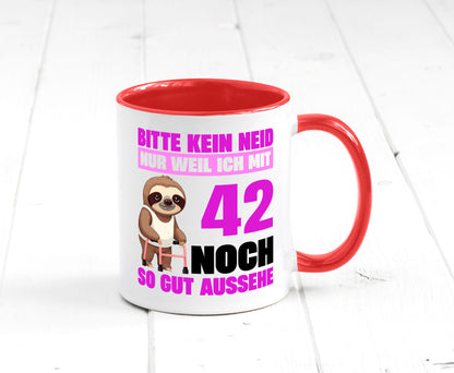 42. Geburtstag | Bitte kein neid Faultier 42 Jahre Geschenkidee Humor Tasse