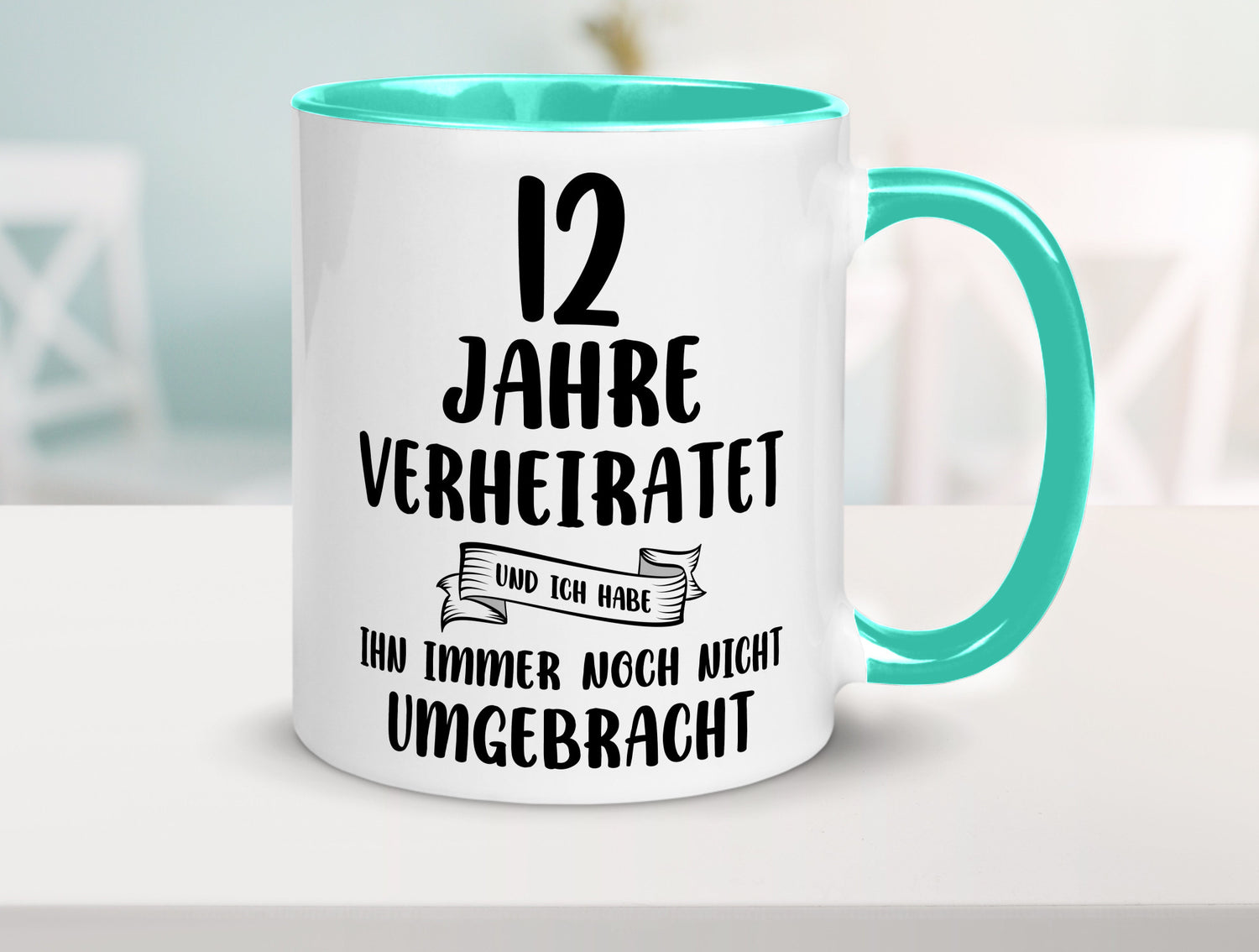 12 Jahre Verheiratet, immer noch am Leben! Geschenkidee Humor Tasse