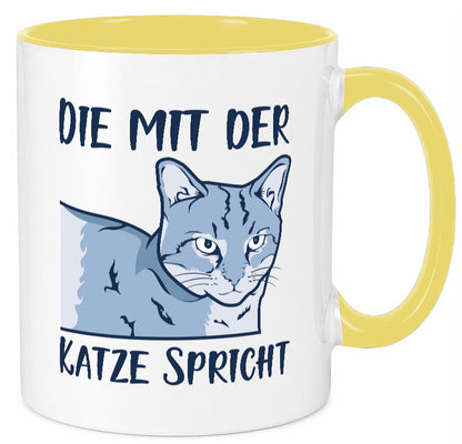 Die mit der Katze spricht | Humor Tierliebhaber Geschenkidee Tasse
