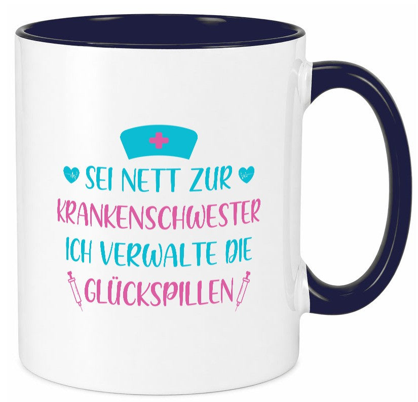 Krankenschwester verwaltet Glückspille | Herzschlag |Spritze lustig Humor Tasse