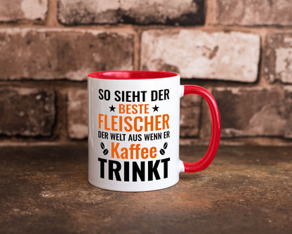 Kaffee trinkt: Fleischer | Schlachterei Humor Geschenkidee Tasse