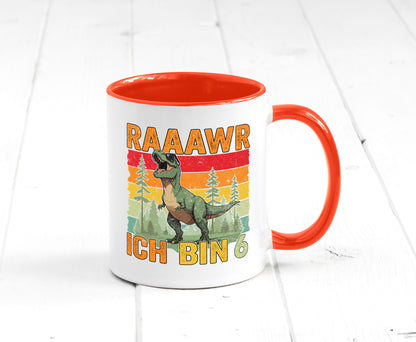 6. Geburtstag | 6 Jahre rarrrr ich bin Dinosaurier Humor Geschenkidee Tasse