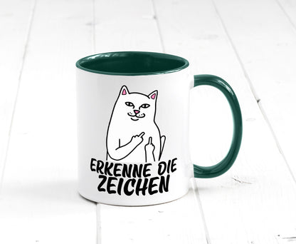 Erkenne die Zeichen | Katze Schatten Mittelfinger Geschenk Tierliebhaber Humor