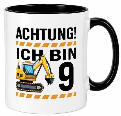 9 Geburtstag Ich bin | Bagger Junge lustiger Spruch Geschenk Geschenkidee Tasse