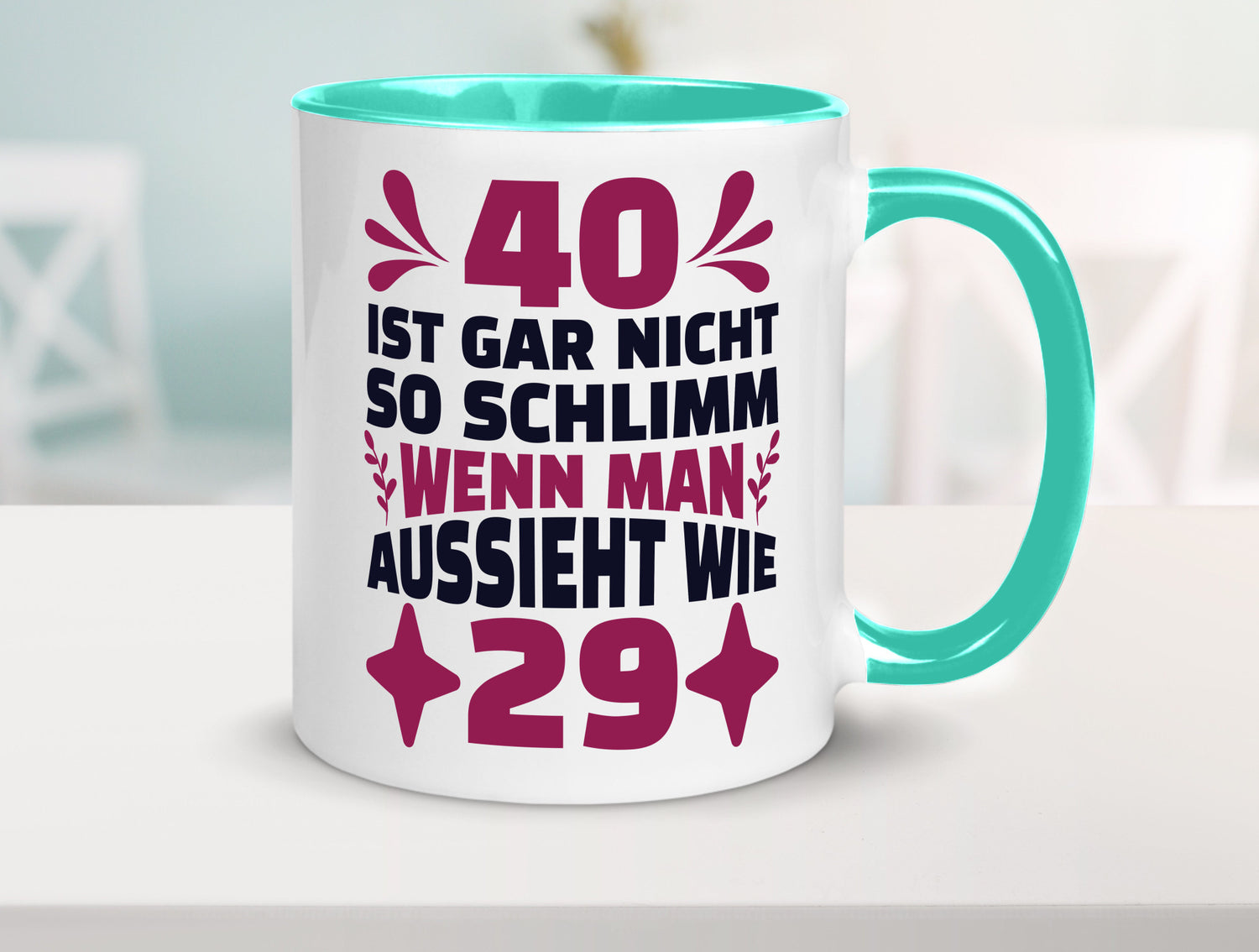 40 ist gar nicht schlimm | 40. Geburtstag Jung aussehen Geschenkidee Humor Tasse