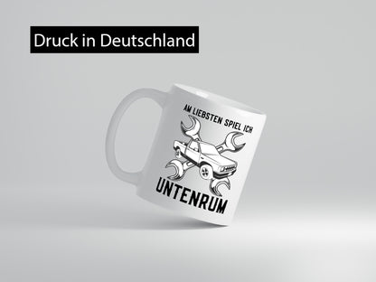 Spiele am liebsten untenrum | Werkstatt Mechaniker Tunen lustiger Spruch