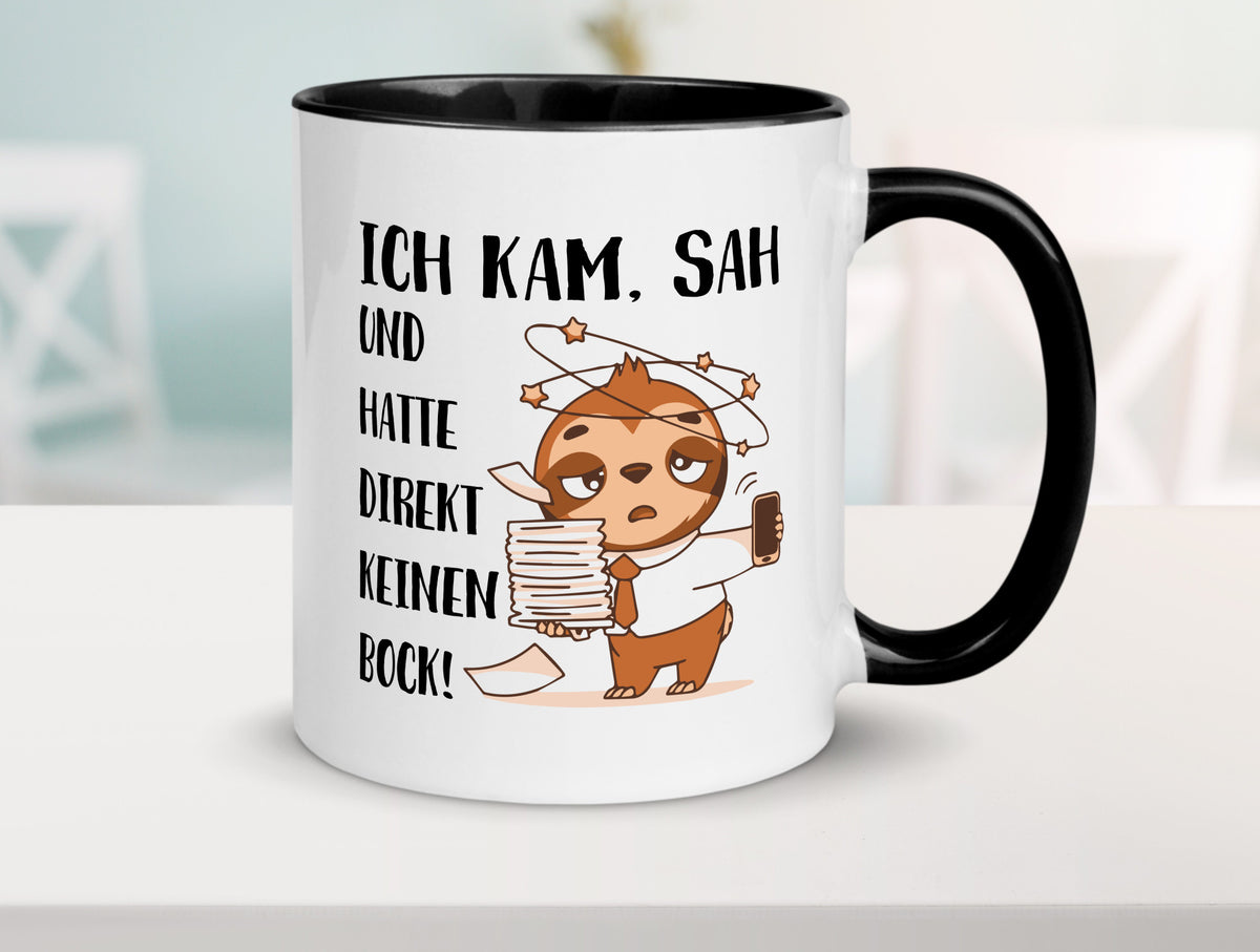 Ich habe keinen Bock | Faultier Kam, sah und kein Geschenkidee Tierliebhaber Tasse
